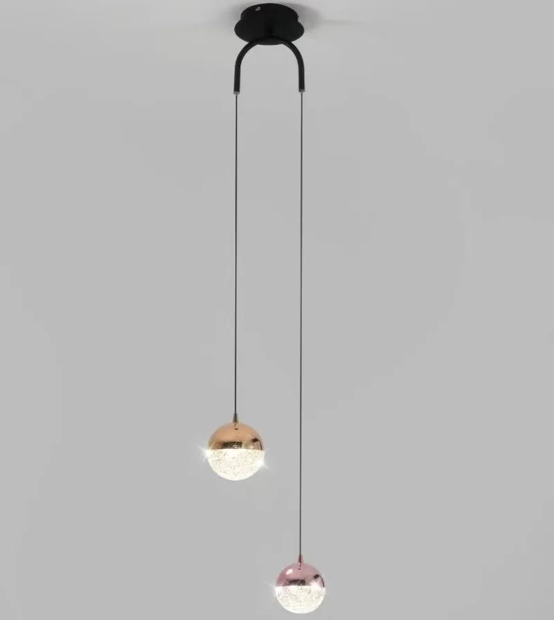 DecorBites™ Glass Ball Dual Head Pendant Light for Bedroom, Modern LED Chandeliers