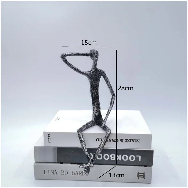 DecorBites™ Abstract Metal Human Sculpture Cast Iron Black Person Desktop Ornament
