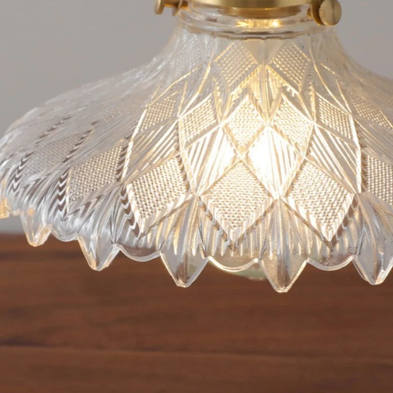 DecorBites™ Glass LED Pendant Lamp Walnut Wood Copper Switch Nordic Hanging Light