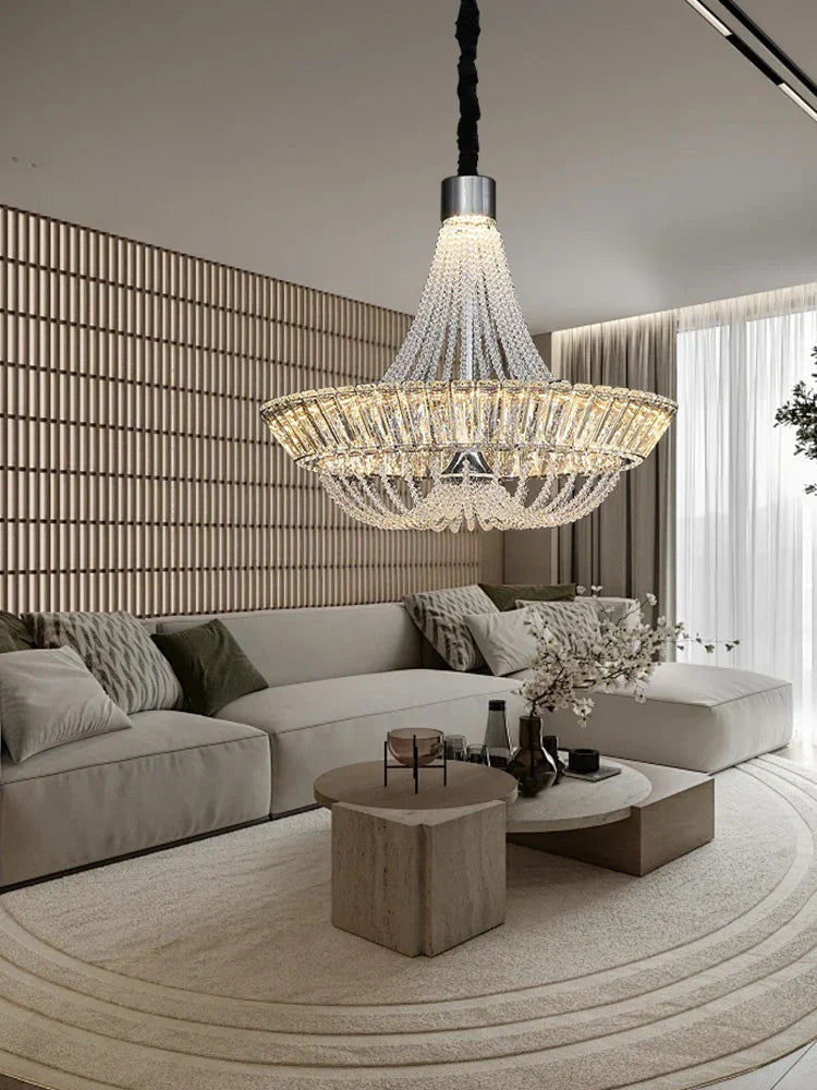 DecorBites™ Crystal Ceiling Chandelier - Elegant Two-story Room Decor