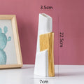 DecorBites™ Geometric Gold Striped Ceramic Vase for Flowers & Hydroponics