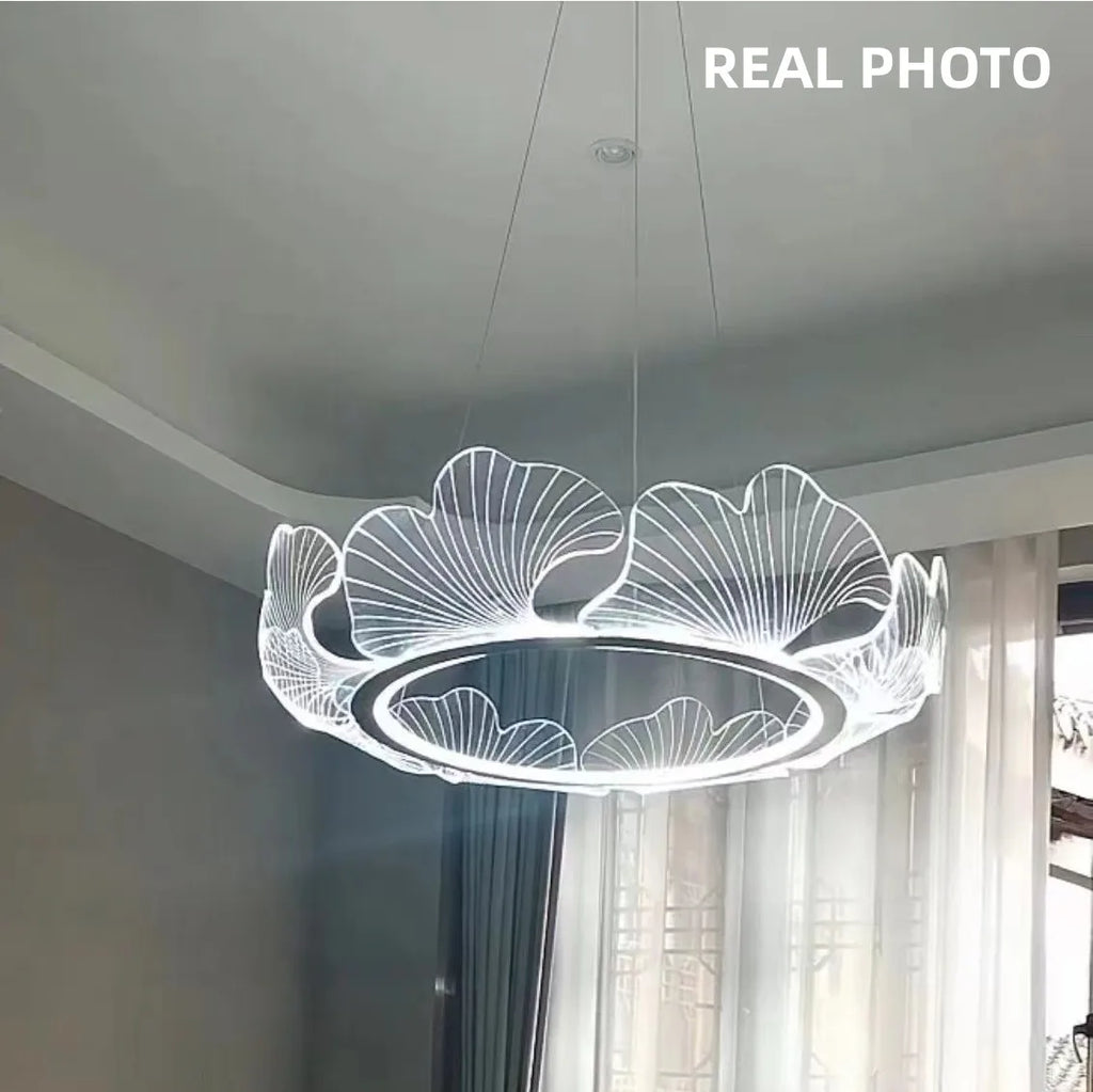 DecorBites™ Ginkgo Gold Acrylic LED Pendant Light - Modern Minimalism Chandelier