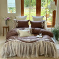 DecorBites™ Elegant Flowers Embroidery Lace Princess Wedding Bedding Set - 1200TC Cotton Duvet Cover