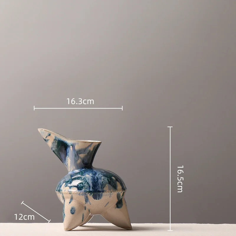 DecorBites™ Irregular Ink Pattern Ceramic Flagon Vase - Chinese Porcelain Home Decoration