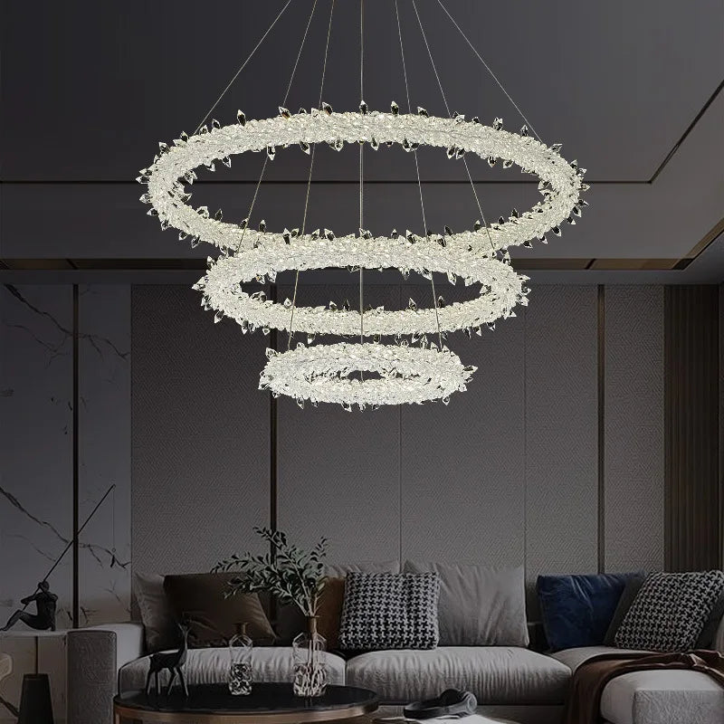 DecorBites™ Luxe Crystal Pendant Light - Dimmable LED Art Deco Circle Lamp