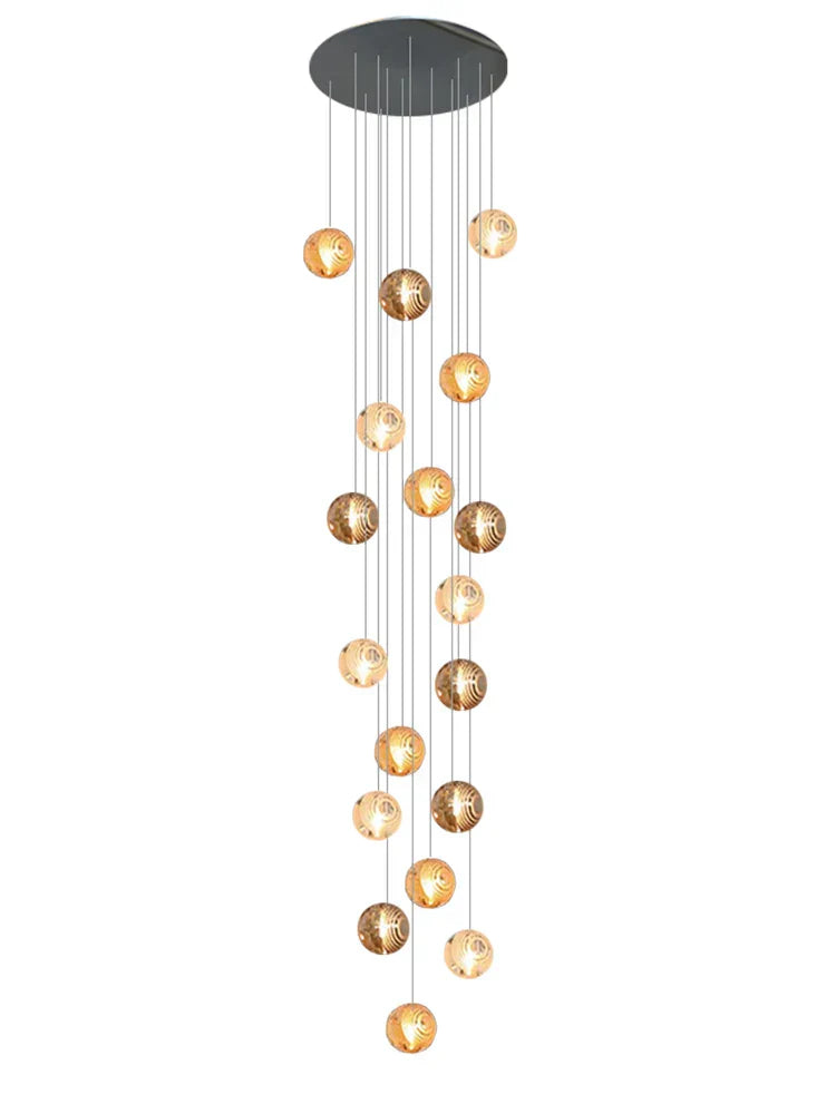 DecorBites™ Crystal Glass Spiral Ceiling Chandelier for Modern Living Room & Kitchen Decor