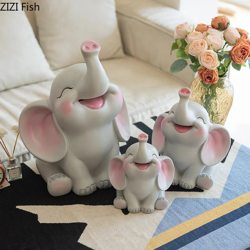 DecorBites™ Elephant Child Savings Jar Piggy Bank Room Decor Resin Sculpture Elephant Ornament