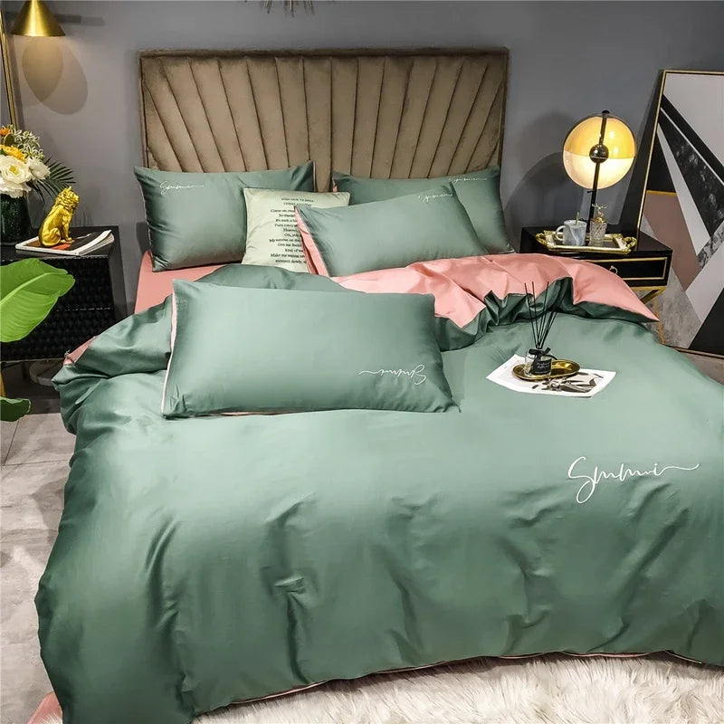 DecorBites™ Egyptian Cotton Bedding Set with Sheet Pillowcase Blanket Cover - Queen King Size
