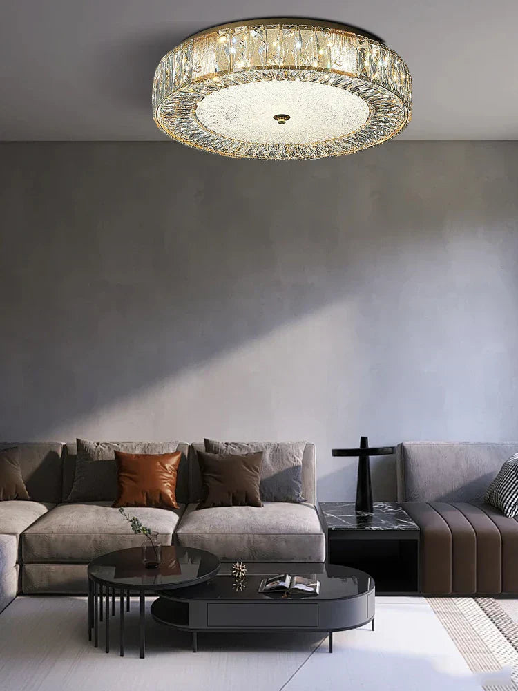 DecorBites™ Crystal Glass Ceiling Light for Bedroom & Living Room, Low Ceiling Chandelier