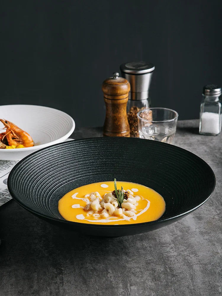 DecorBites™ Frosted Glaze Ceramic Soup Noodle Bowl - Set of 4