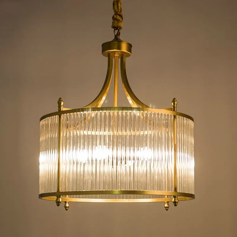 DecorBites™ Golden Copper Glass Chandelier LED Ceiling Pendant Light