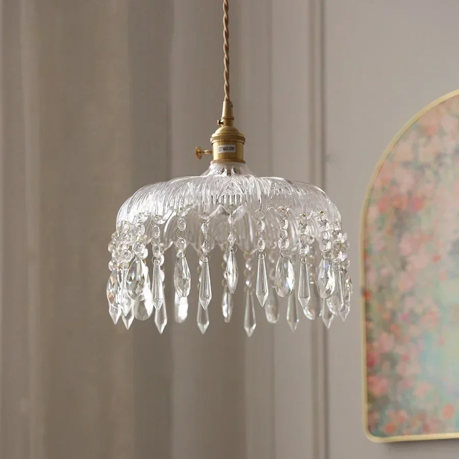 DecorBites™ Crystal Glass LED Pendant Lamp: Modern Luxury Interior Lighting for Home Decor