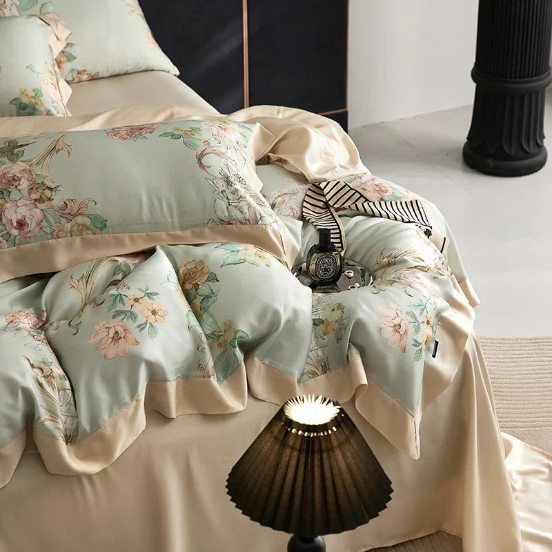 DecorBites™ Eucalyptus Fiber Bedding Set: Duvet Cover, Bed Sheet, Fitted Sheet, Pillowcases
