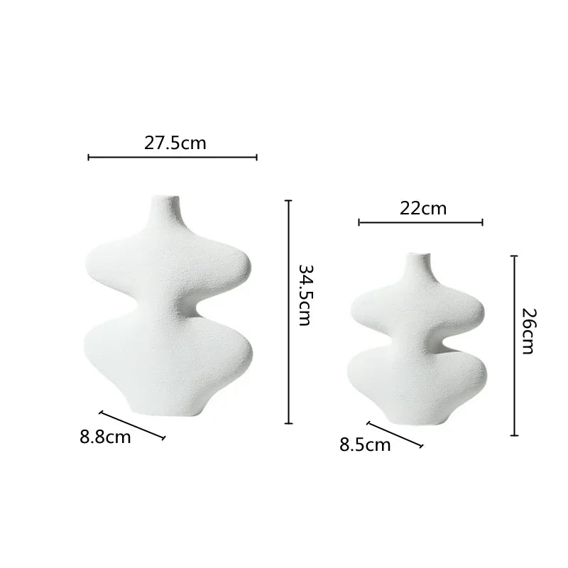 DecorBites™ Geometric Ceramic Vase Set Black White Crafts Home Decor Flower Arrangement