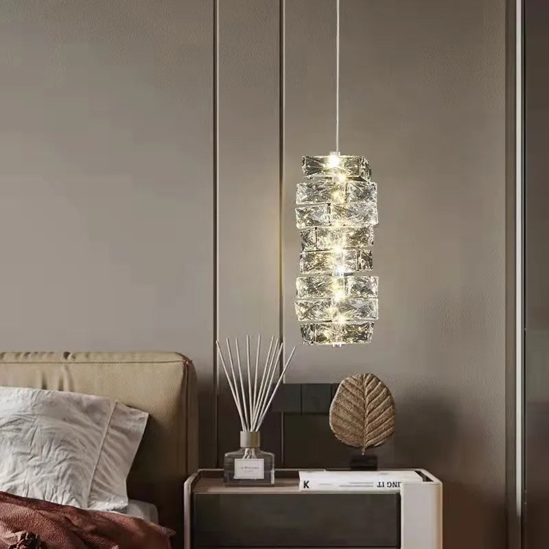 DecorBites™ Dimmable Crystal Chandelier Pendant Light for Modern Luxury Living Room.
