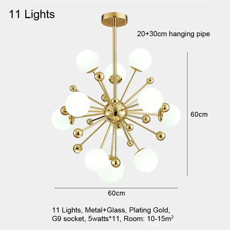 DecorBites™ Gold LED Glass Pendant Light for Modern Indoor Lighting