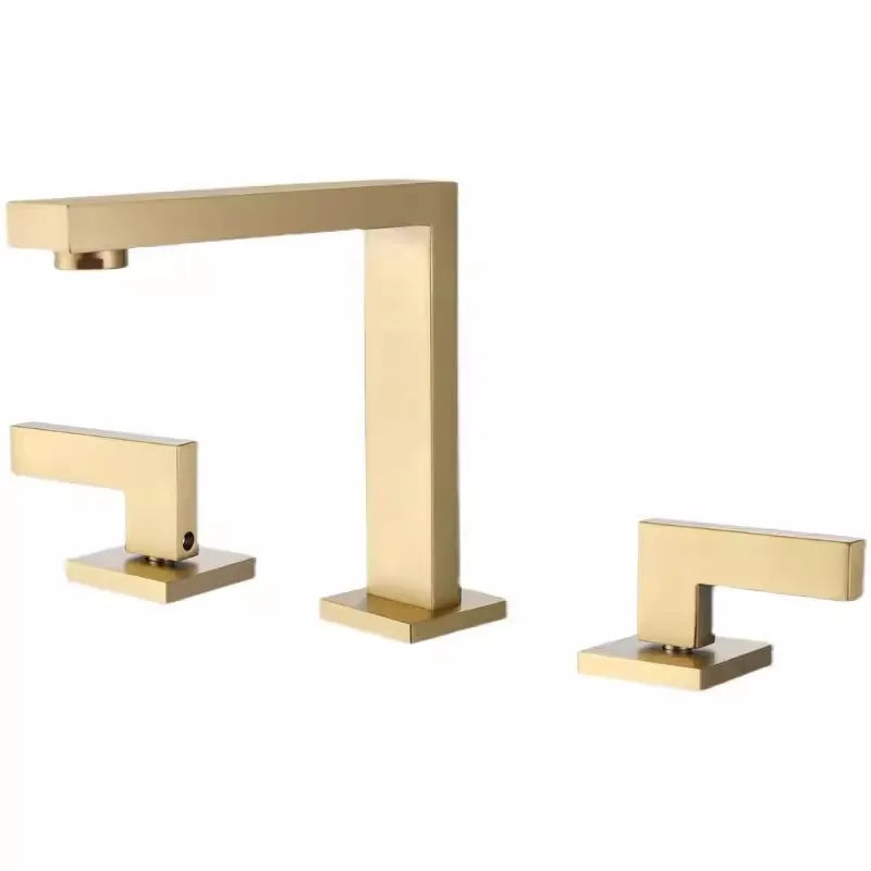 DecorBites™ Brushed Gold Basin Faucet: Brass Antique Sink Faucet, 3 Hole Waterfall Bathroom Tap