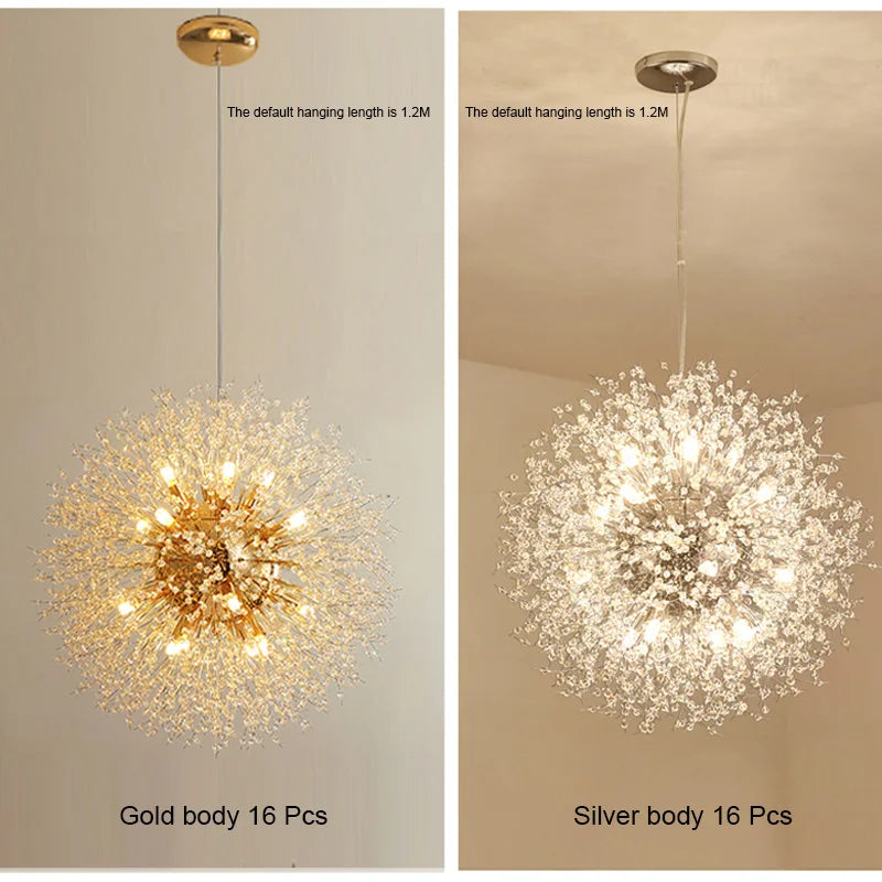 DecorBites™ Dandelion Chandelier LED Sparkle Ball Crystal Lighting for Restaurant & Living Room