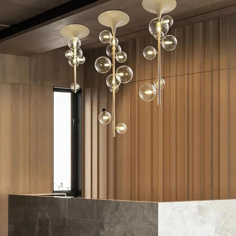 DecorBites™ LED Bubble Chandelier Clear Glass Ball Pendant Lamp for Dining Room & Bar