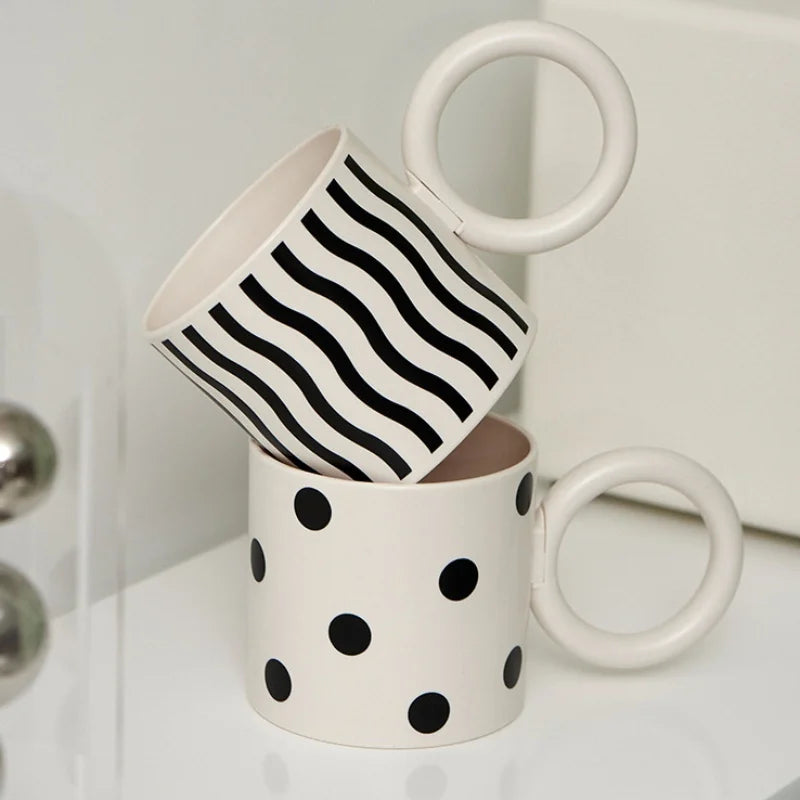 DecorBites™ Korean Style Fatty Mug Splash Ink Plastic Cup Couple Coffee Tea Drinkware