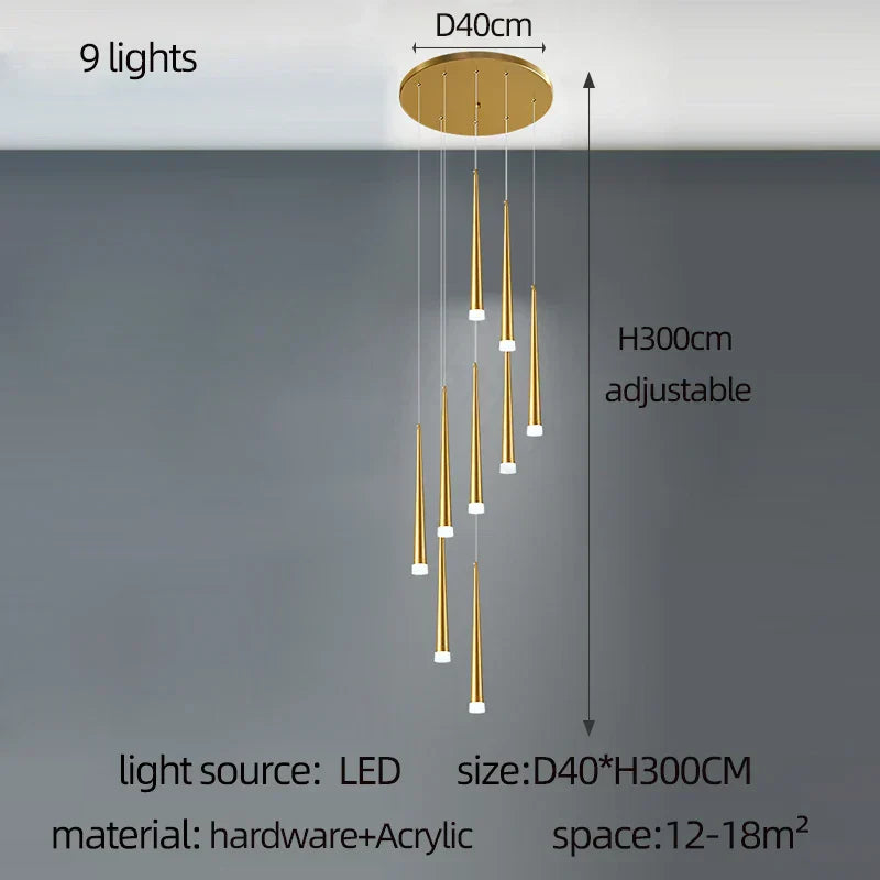 DecorBites™ Golden LED Tapered Chandelier for Modern Living Room & Kitchen Lighting