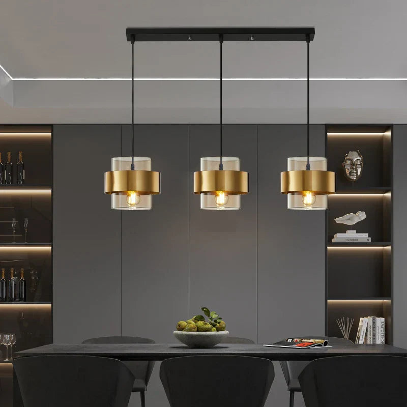 DecorBites™ Golden Pendant Lights for Aisle, Restaurant, Bedroom - Nordic Postmodern Minimalist Style