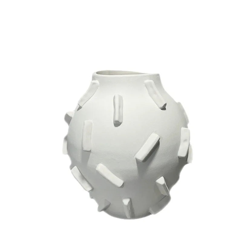 DecorBites™ Geometric Block Vase - Ceramic Abstract Floral Arrangement Decor