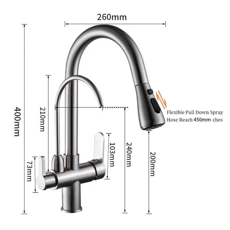 DecorBites™ Crane Kitchen Faucet Three Ways Sink Mixer WF-0195