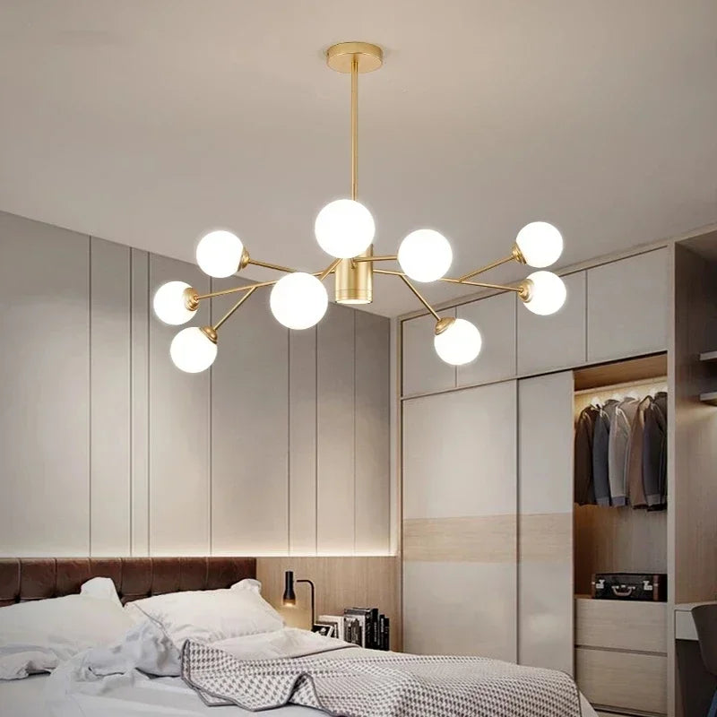 DecorBites™ Glass Ball Modern Branch Chandelier - Magic Bean Design for Living Room