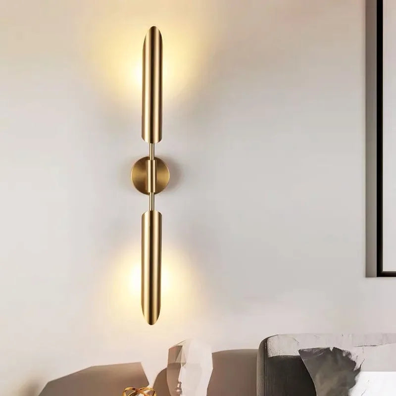 DecorBites™ Golden Inclined Tube Wall Lamp for Modern Luxury Living Room Bedroom Décor
