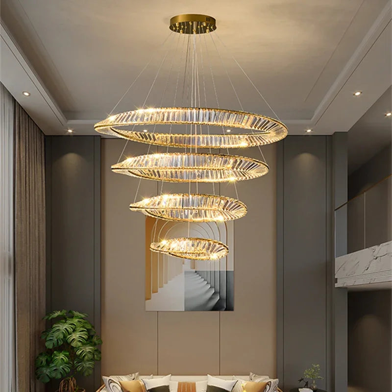 DecorBites™ Crystal LED Chandelier for Home Dining Room Kitchen Gold Lustres