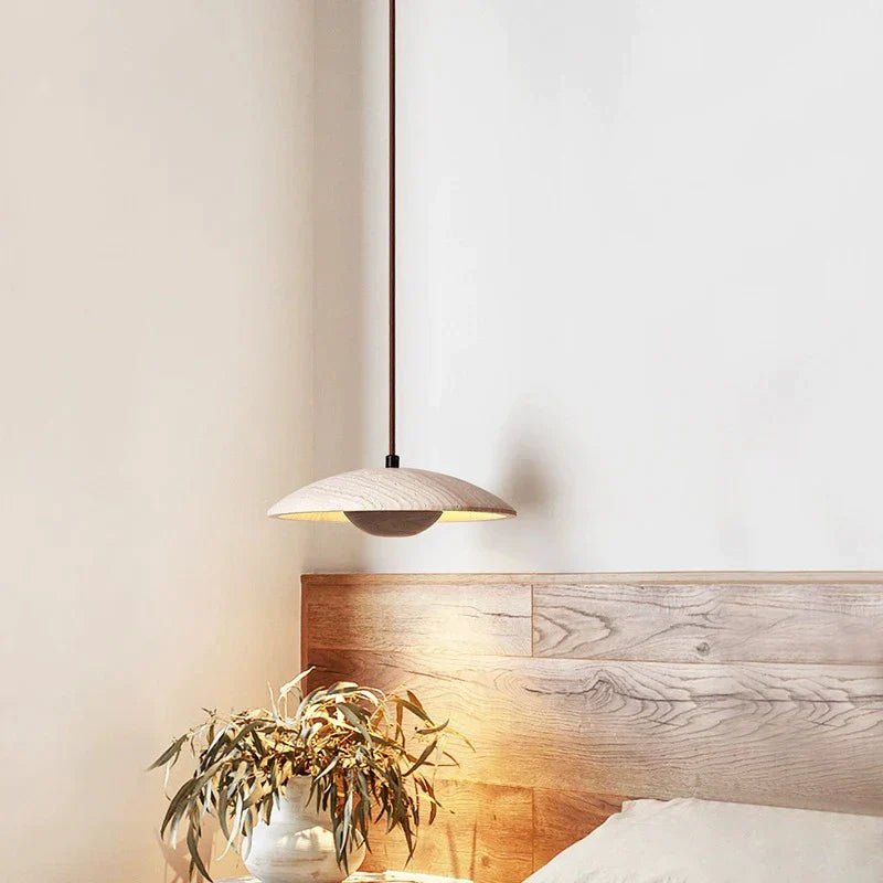 DecorBites™ Cream Stone Wood Chandelier Pendant Lamp for Bedroom - Danish Style Atmospheric Lighting