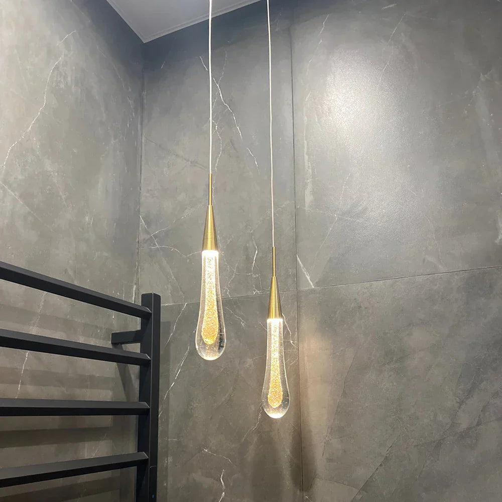 DecorBites™ Crystal Glass LED Pendant Lights - Tear Drop Design for Restaurant, Bar, Staircase