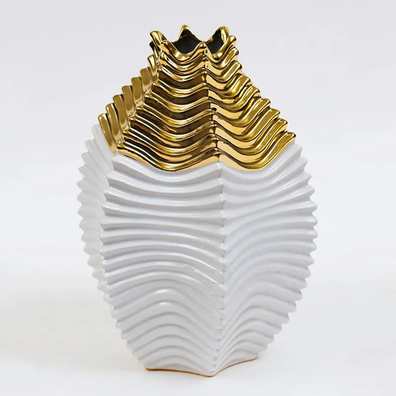 DecorBites™ Fringe Geometry Ceramic Vase Wedding Home Decor Bouquet Flower Pot