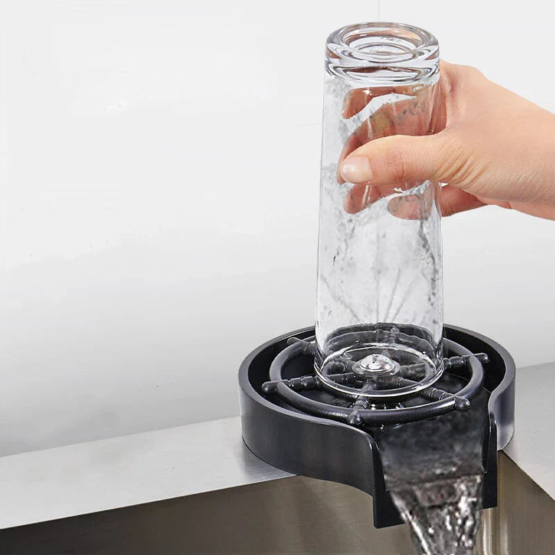 DecorBites™ Glass Rinser Sink Automatic Cup Washer Bar Coffee Tea Pitcher Tool