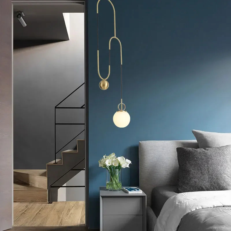 DecorBites™ Golden Glass Ball Pendant Lamps - Modern Bedroom & Living Room Lighting