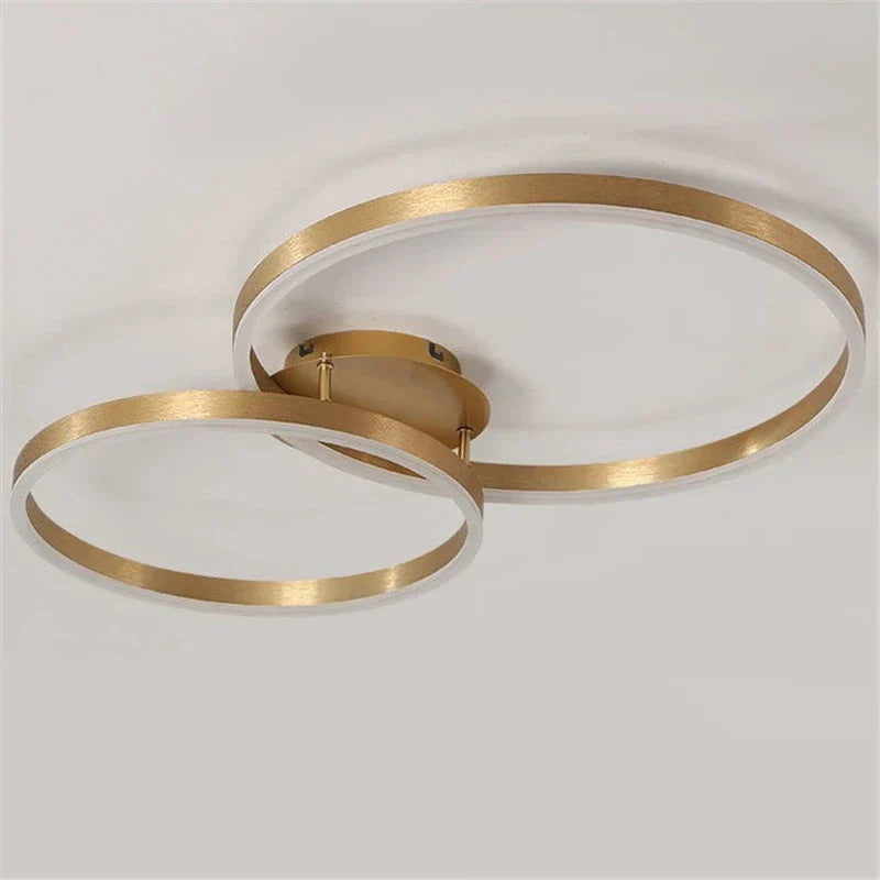DecorBites™ Golden Coffee Round Circle LED Ceiling Light with Acrylic Lampshade - Creative Living Room Fixture