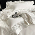 DecorBites™ Lace Embroidery 1200TC Egyptian Cotton 4Pcs Bedding Set with Wide Hollow Design