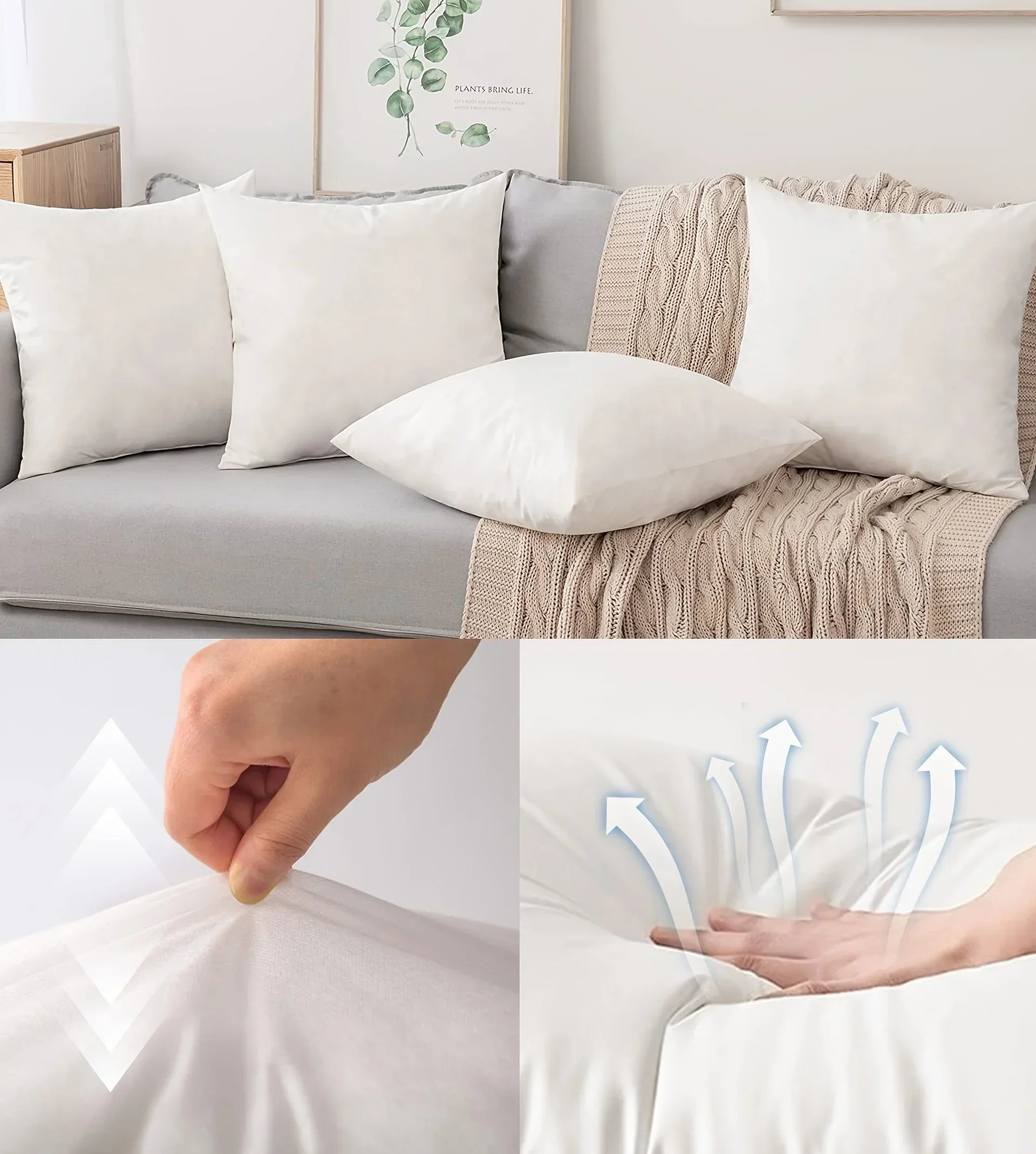 DecorBites™ Goose Feather Insert Pillow - White, Bed & Couch Decorative Pillows
