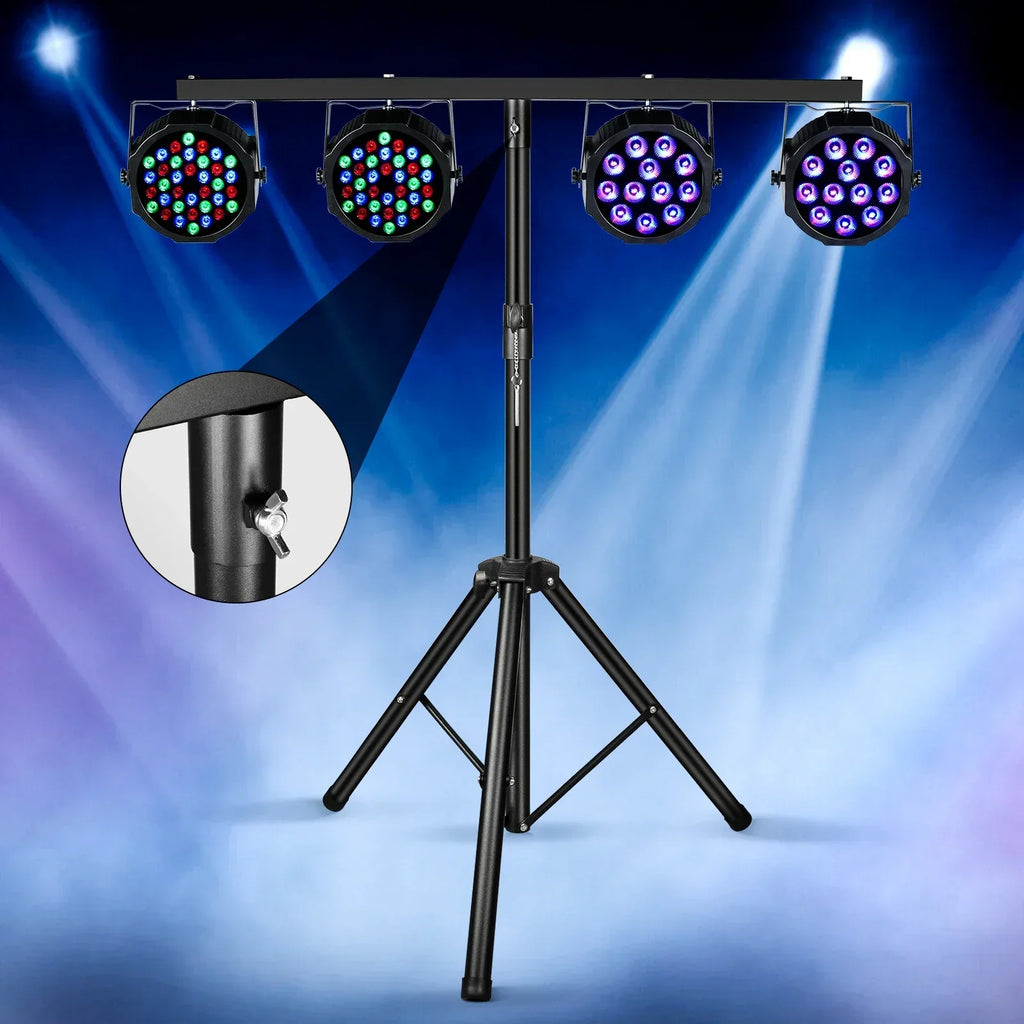 DecorBites™ Adjustable Tripod Stand with Top T Bar for Pro Audio DJ Lighting Fixtures