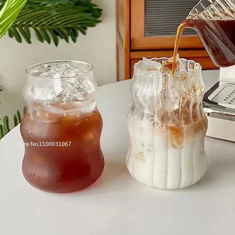 DecorBites™ Heat-Resistant Stripe Glass Cup for Home and Office Drinkware