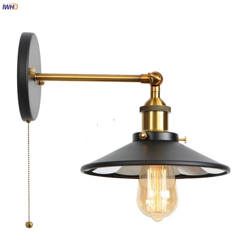 DecorBites™ Gold Industrial LED Wall Lamp for Loft Stair & Bedroom Lighting
