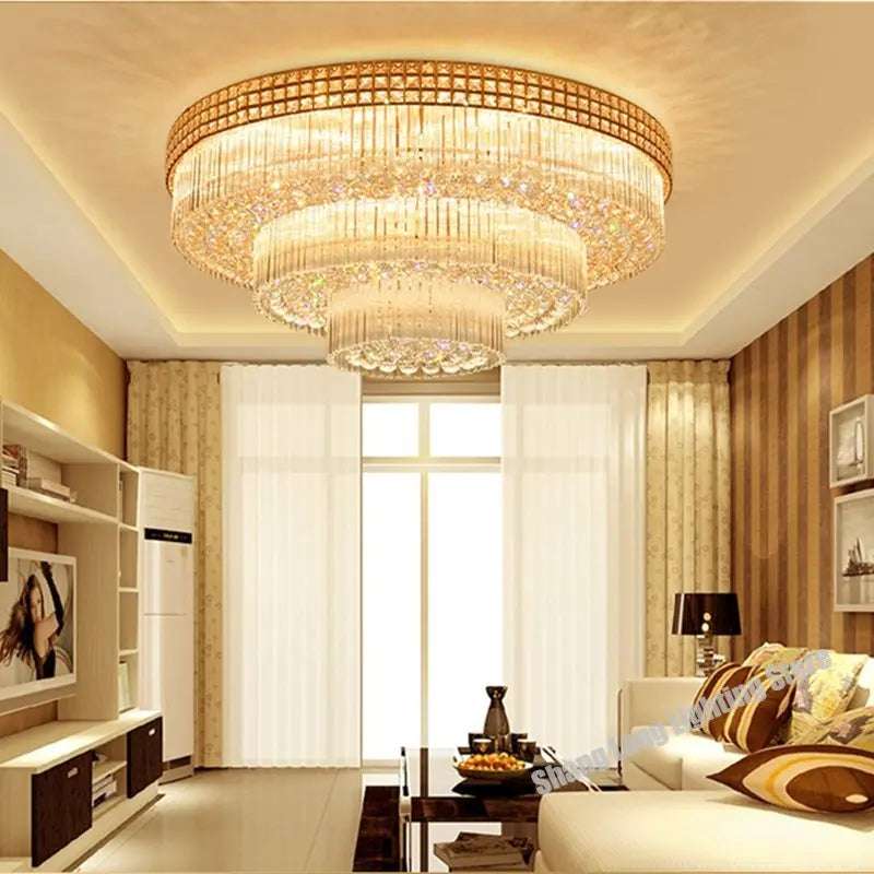 DecorBites™ Crystal LED Chandelier Cake Ceiling Lamp for Living Room Bedroom Kitchen Hotel