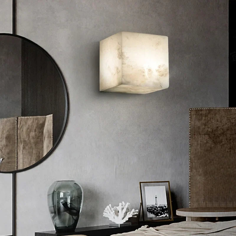 DecorBites™ Cube Marble LED Wall Sconce for Bedroom, Hallway, Staircase Lighting Fixtures