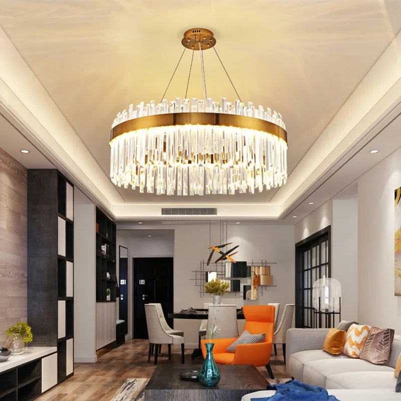 DecorBites™ Crystal Pendant Chandelier Light - Nordic Luxury Gold Ceiling Lighting for Living Room
