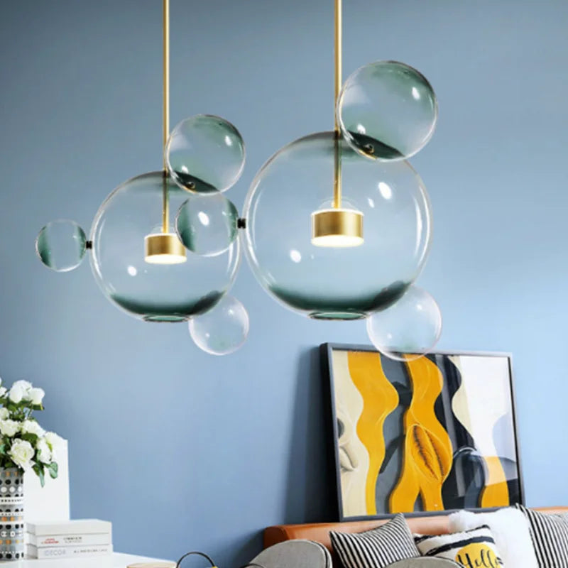 DecorBites™ Glass Chandelier: Nordic-Italian LED Pendant Light for Living & Dining Room