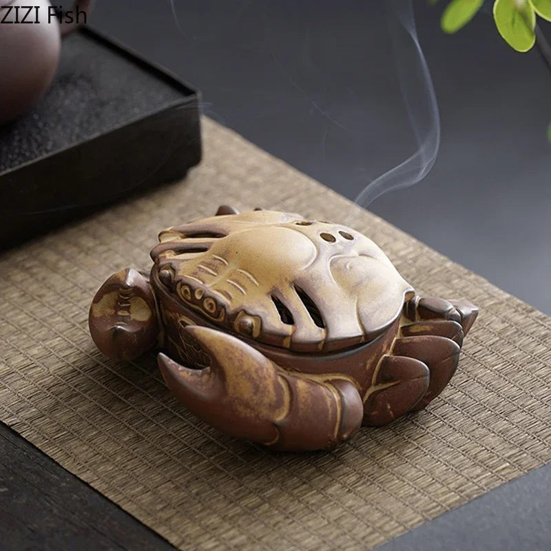DecorBites™ Crab Ceramic Incense Burner Aromatherapy Tray Room Diffuser Censer Ash Plate