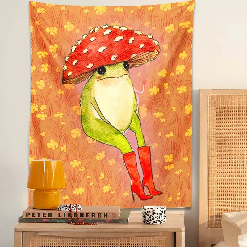 DecorBites™ Cute Frog Cartoon Tapestry Wall Hanging - Forest Animals Hippie Boho Decor