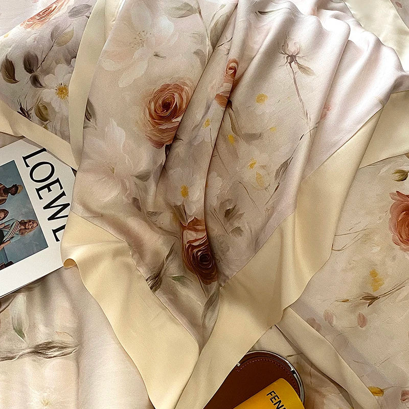 DecorBites™ Eucalyptus Fiber Flowers Print Bedding Set - Soft Silky Cool Feel