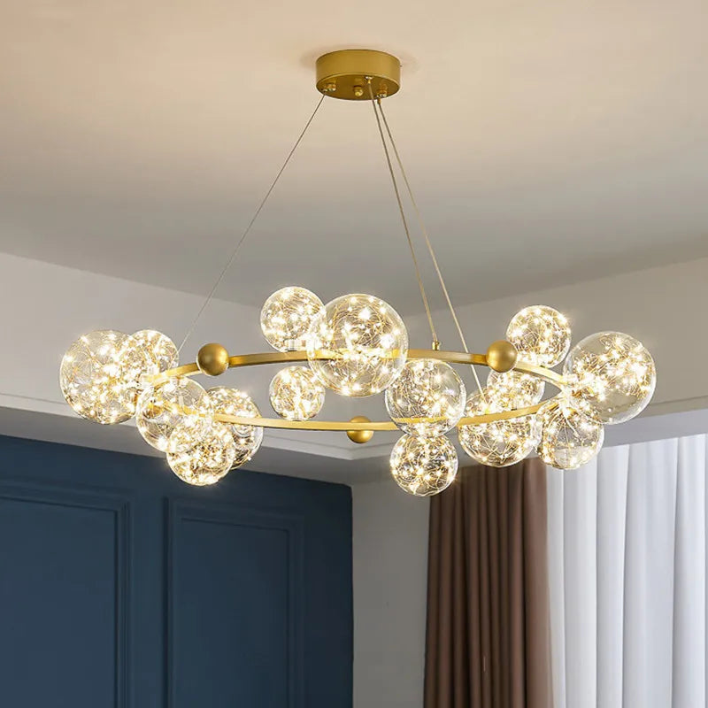DecorBites™ Glass Ball LED Ceiling Chandelier for Home Dining Living Bedroom